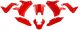 Racetech T7 Revolution Fairing Kit (8 pieces), red through-coloured polypropylene, can be mounted using the original screws