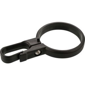 Brake Line Guide for Outer Tube, 55mm clamping diameter, black plastic, can be mounted 3cm below lower yoke, with stainless steel screw