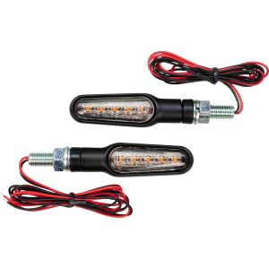 Daytona LED Indicator Lights, Black Metal Housing, Clear Lens, 'E'-Approved, M8 Thread, 1 Pair