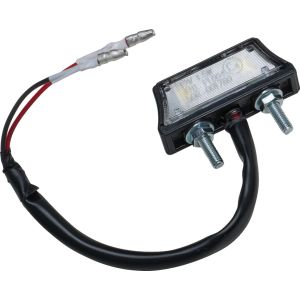 LED License Plate Light 'D-Track', e-approved, 47x20x14mm, M4-bolts with approx. 24mm stud distance, 15mm length, loom length approx. 190mm
