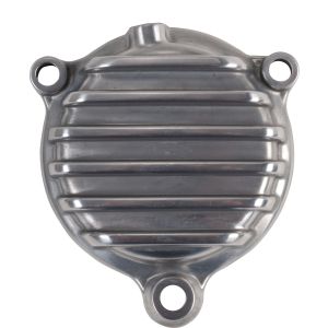 'ViRace' Oil Filter Housing Cover with Cooling Fins, polished aluminium, M6 vent hole for increased durability