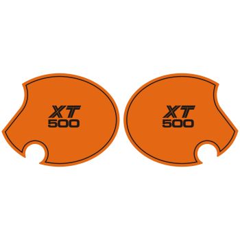 Side Cover Sticker Set 'New El Toro' / orange 'XT 500', 1 pair, right+left, lettering based on the US version of the TT from 1980