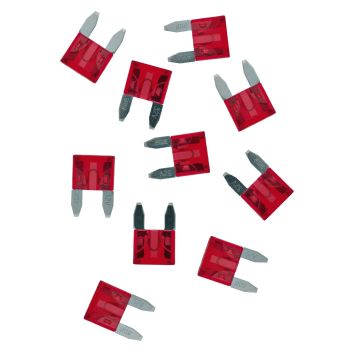 10A Mini Blade Type Fuse, red, dim. approx. 16x11mm, pack of 10