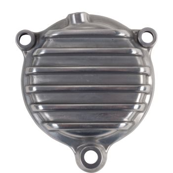 'ViRace' Oil Filter Housing Cover with Cooling Fins, polished aluminium, M6 vent hole for increased durability