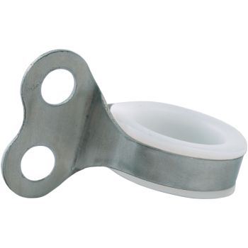 Brake Cable Guide at Upper Yoke, 2-hole mounting for M8 bolts, 19 mm  centre-to-centre hole spacing, set consists of bracket and nylon ring