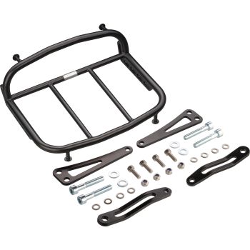 Front Luggage Rack, black stainless steel, with brackets and mounting material, luggage area approx. 23x15cm, versatile adjustable