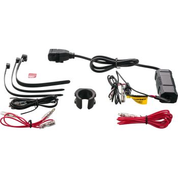 Daytona Traveller-Kit USB-A, compl. wiring loom (length 2m) with 5V/3A, 9V/3A, 12V/2.5A USB socket (QC 30W), handlebar bracket