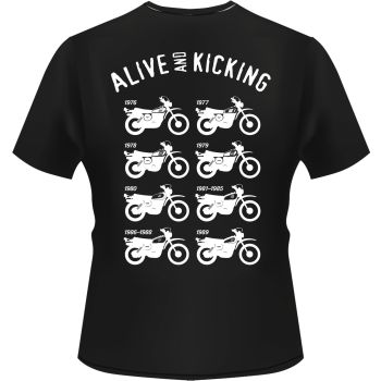 T-Shirt 'XT500 Model Summary', colour: black or white, print: back white, front red/white 160g bio cotton, 100% cotton