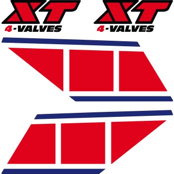 Tank Decal red/blue, 4pcs. complete right + left side, decor template = Type 43F, vehicle base color white