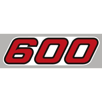 Sticker for Side Cover with Lettering 600, red/white, white background, 1 piece suitable for left or right side, 2 required, OEM reference # 43F-21781-00