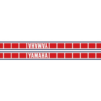 Vintage Race Fuel Tank Decal, Complete (RH/LH) Red/Blue on White Background, Size approx. 685x60mm, Design YZ '70s-Style